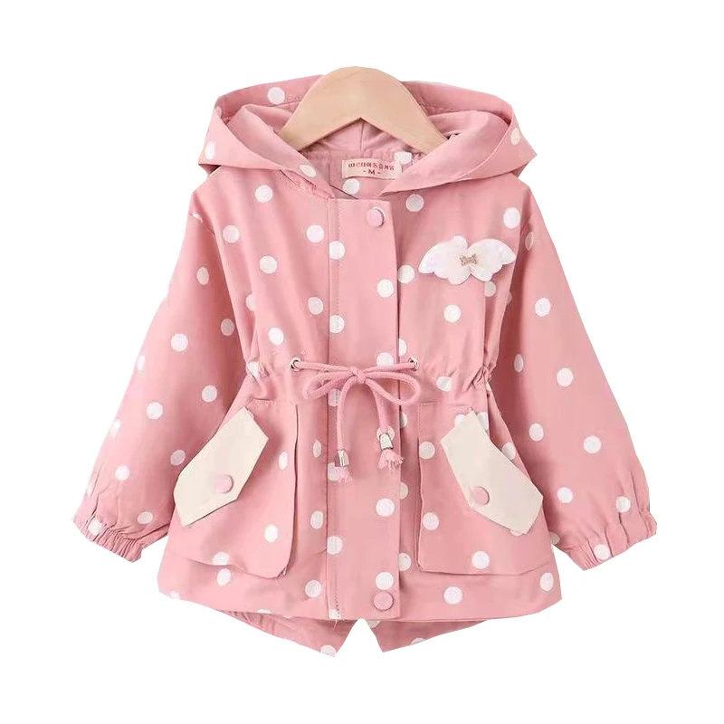 

1-6 Years Old Girls Jacket Cute Dots Spring Autumn Fashion Kids Sweatshirt Hooded Zipper Little Princess Coat Children Clothing