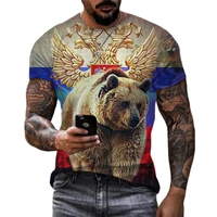 3d print mens t shirts summer round neck russian flag short sleeve mens clothing streetwear