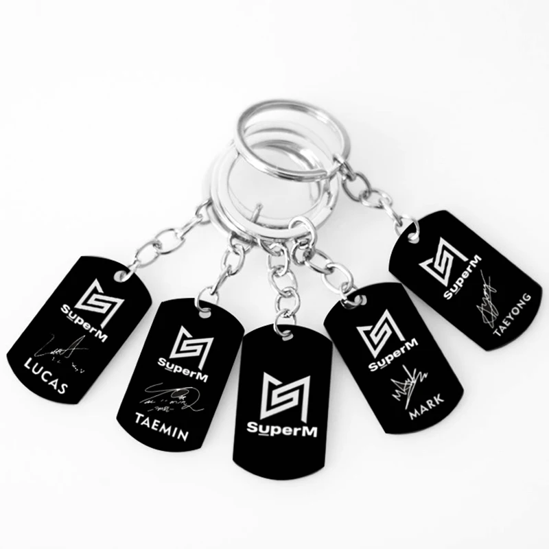 Band Kpop SuperM Necklace Creative Personality Signature Pendant Stainless Steel Engraved Hanging Tag Pendant