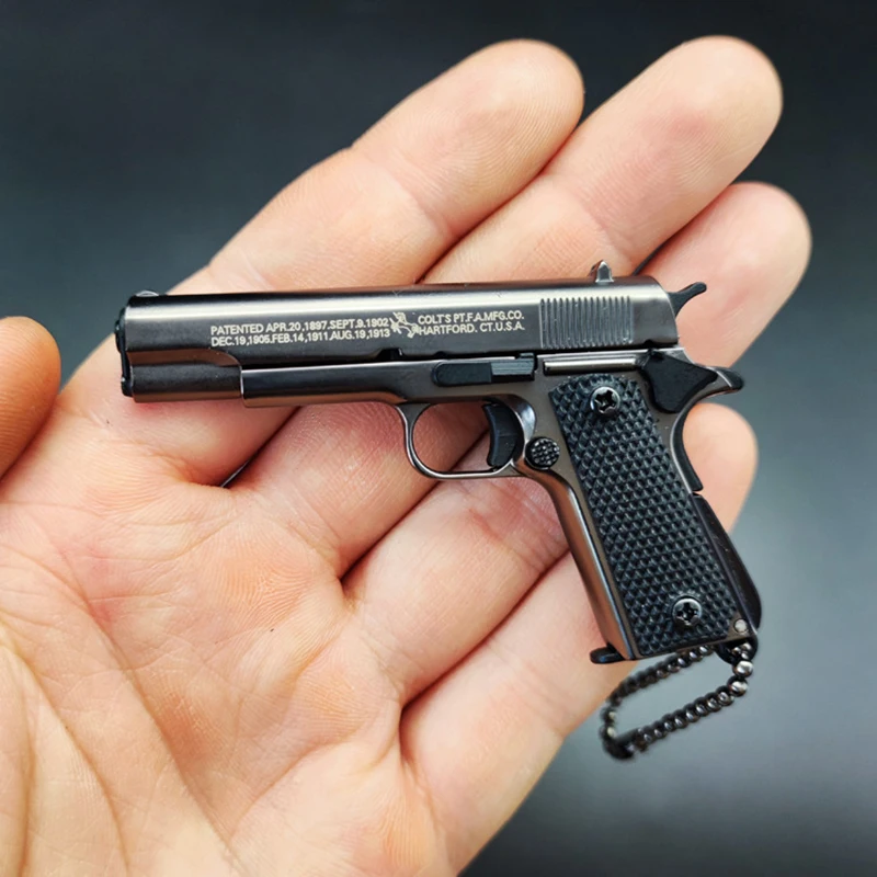 

1:3 Colt 1911 Metal Pistol Miniature Detachable Mini Fake Gun Model Keychain Pendant Collectible Toy Home Decoration Accessories