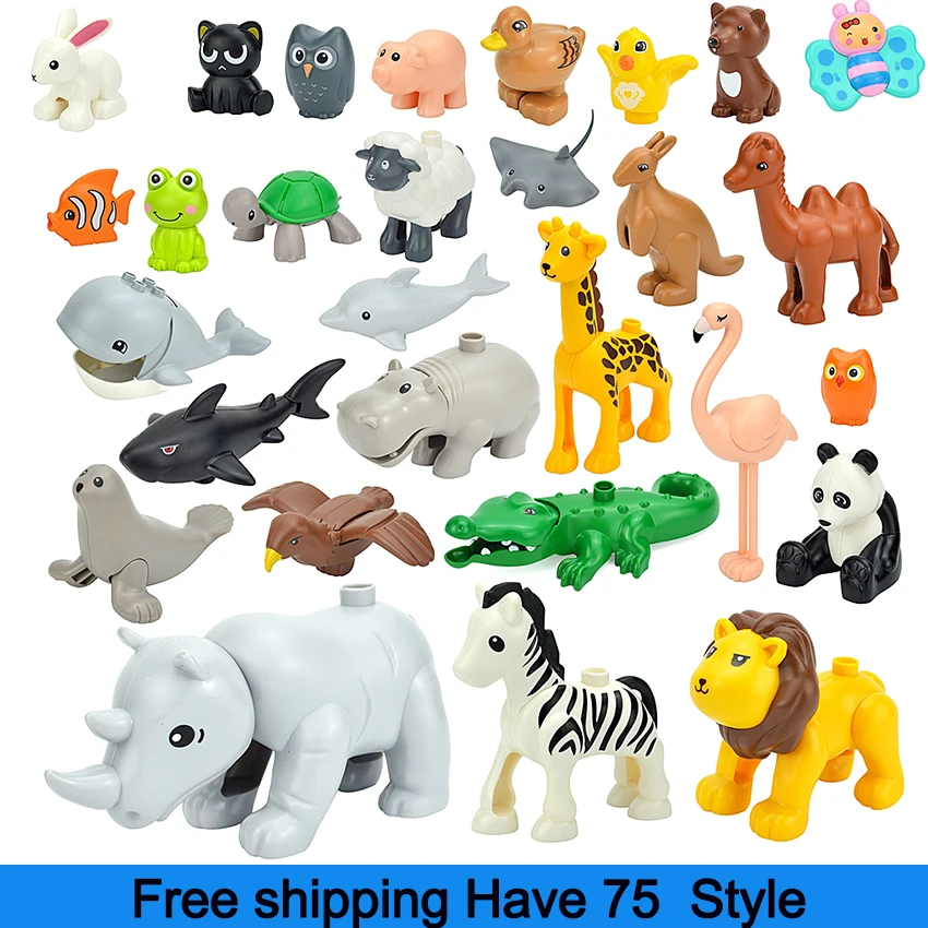 

Moc Big Size Building Blocks 75 Styles Cat Dog Pig Rabbits Lion Whale Model Accessories Bricks Farm Zoo City Animals For Kid Toy