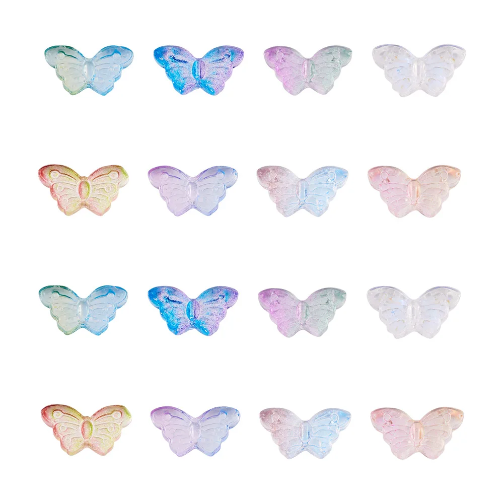 

160 шт. двухцветные стеклянные подвески в форме бабочки разных цветов очаровательные женские ожерелья Браслет серьги «сделай сам» Аксессуар...