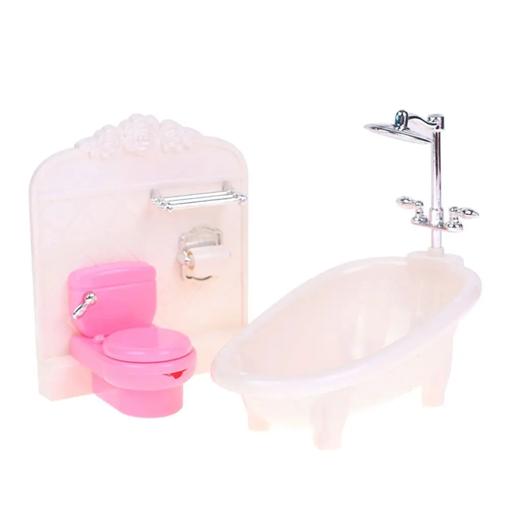 

Dollhouse Bathroom Mini Toilet Bathtub Washbasin Toy Furniture Simulation Closestool Photography Prop Scene Model Doll Accessory