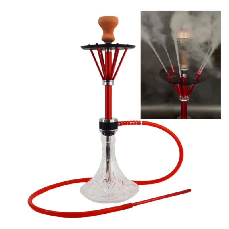 

Large Aluminum Alloy Six-hole Vent Glass Hookah Narguile Complete Chicha Single Pipe Shisha with Smoking Accessories Gadgets