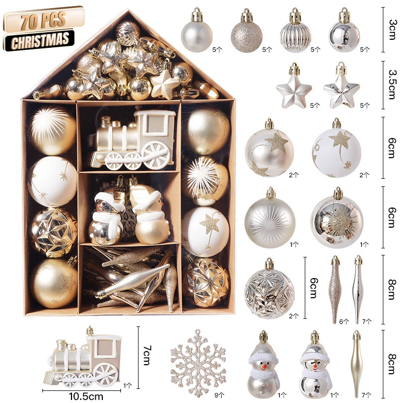 

70 шт Рождественские шары рождественские украшения набор Рождественская елка Висячие Подвески Рождественская елка домашние украшения Ново...