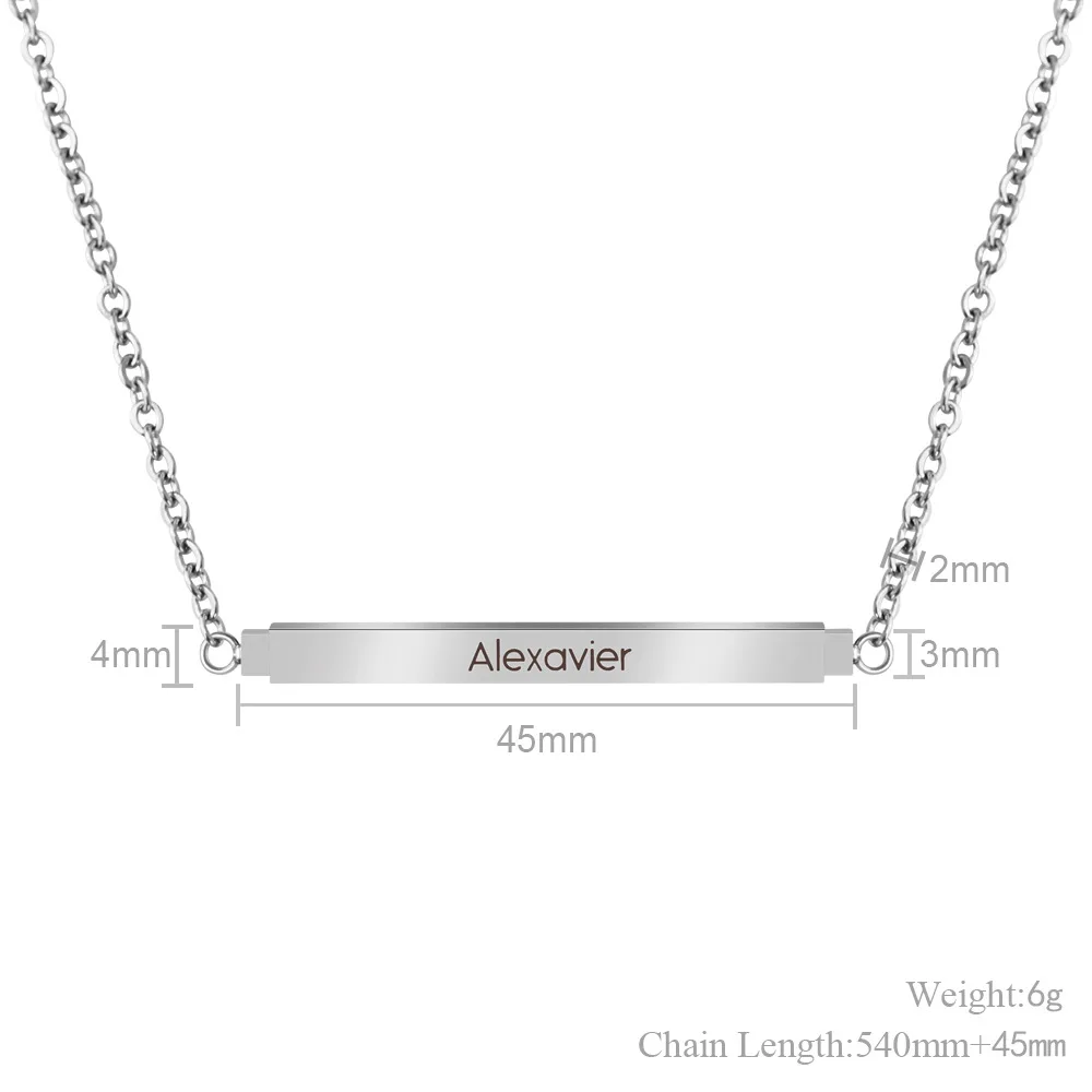 DUOYING Customized Stainless Steel Retractable Stereo Rod Pendant Personality DIY Name Mother's Day Thanksgiving Gift Necklace