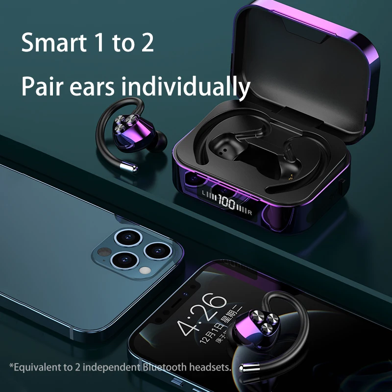 

Беспроводная светодиодный ная гарнитура TWS с цифровым дисплеем, Bluetooth