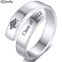diy class of 2022 graduation ring opening adjusted stainless steel finger ring for student friendship graduation gift jewelry