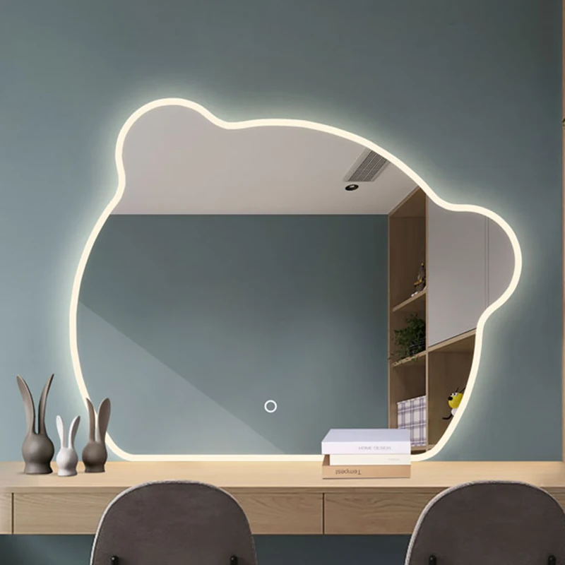 

Led Light Fogless Mirror Bathroom Makeup Irregular Vanity Dimmable Light Mirror Odd Shape Espelho De Banheiro Accessories