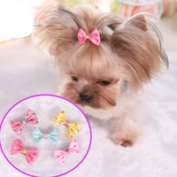 cute puppy dog accessories hairpins butterfly cat grooming bow silk floral hair clips hair barrette yorkshire terrier supplies