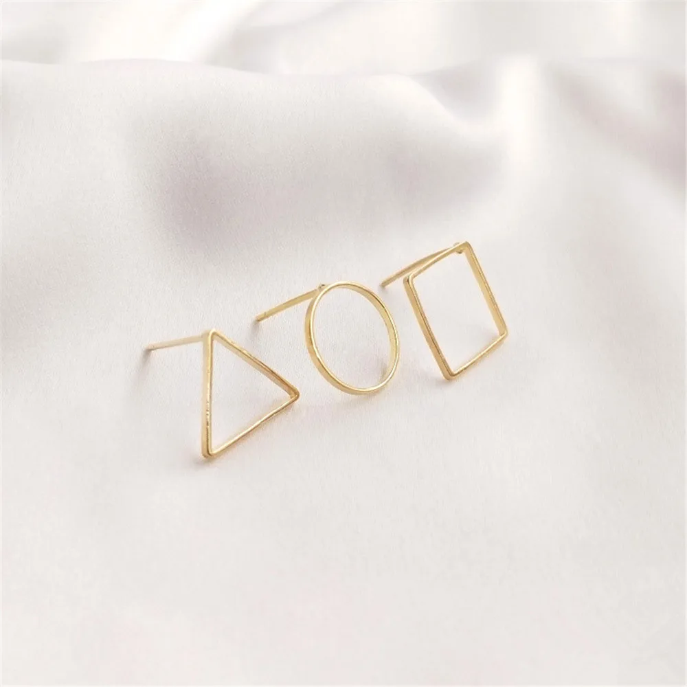 

14K Gold Filled Plated Simple eardrop DIY earring accessories Round earring pin square geometric earring