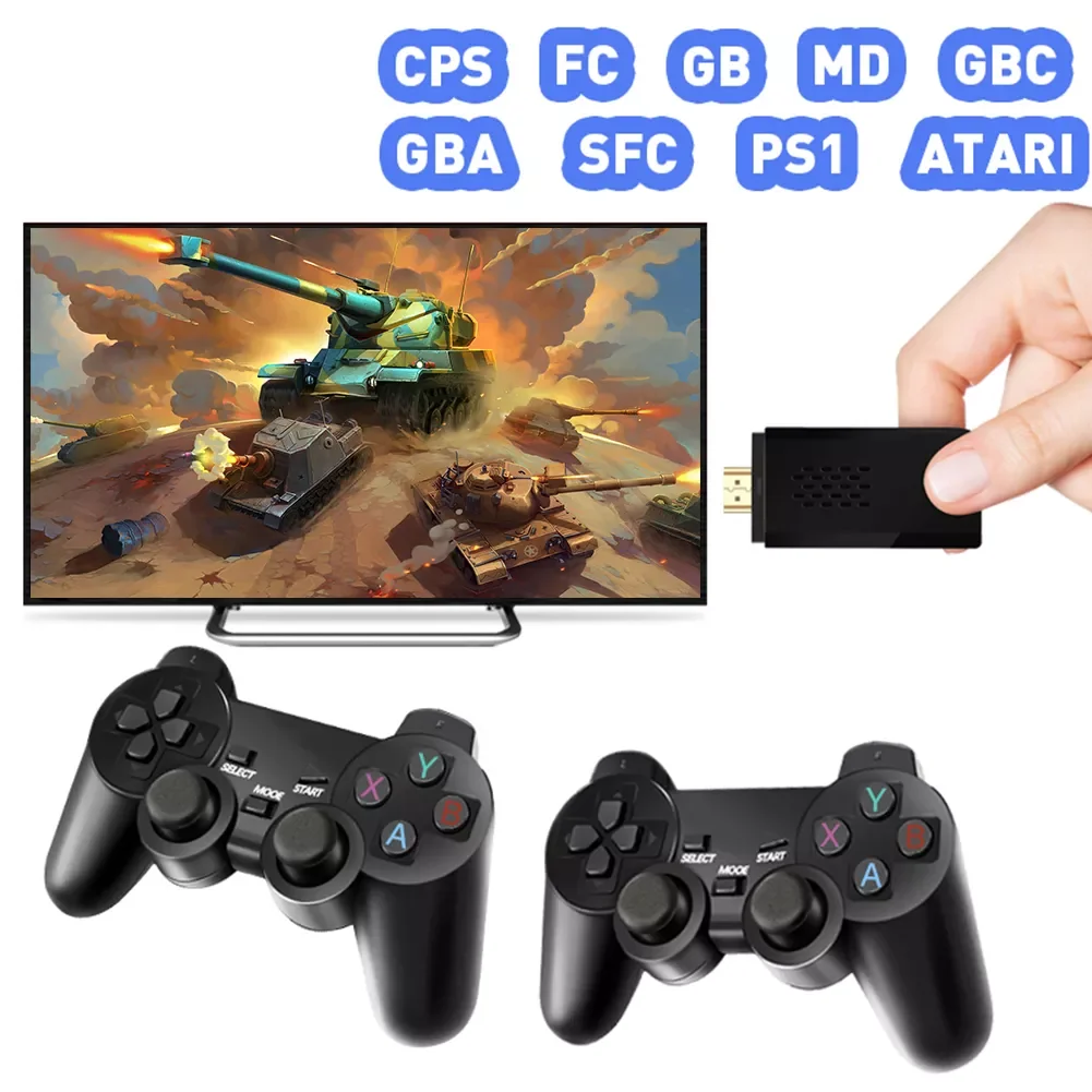

4K HD Game Stick Retro TV Video Game Console 64GB 10000 Games 40 Emulators Game Player Dual 2.4G Wireless Controller For PS1/GBA