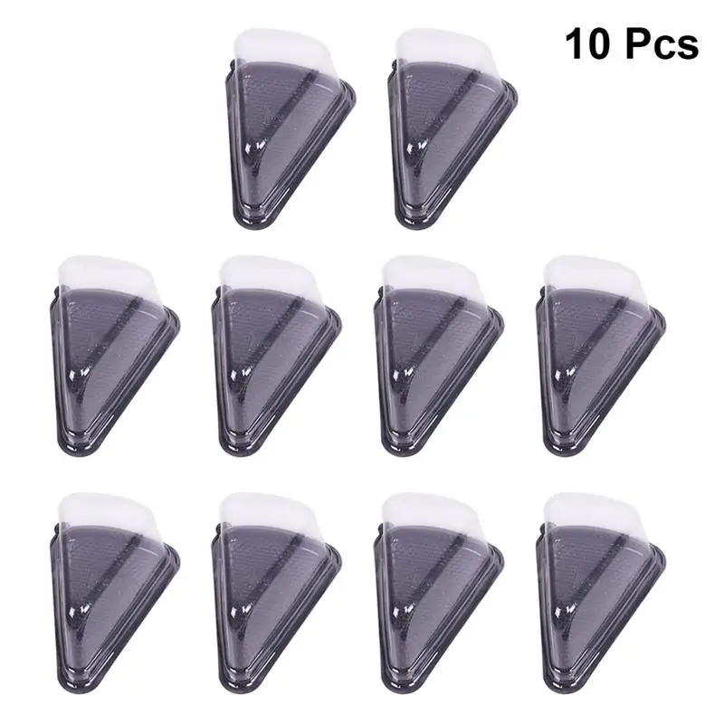 

10PCS Triangle Cake Box Plastic Sandwich Packaging Cake Boxes Plastic Cake Packing Box Gift Bakery Cake Packaging (Black)