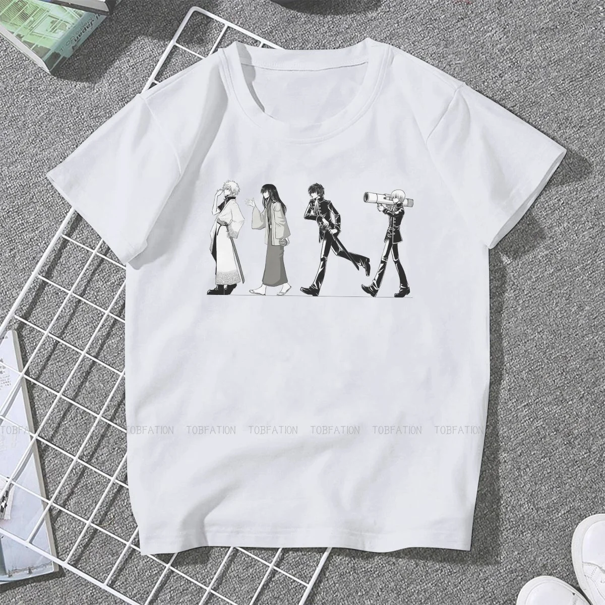 

New hot sale Gintama Anime Print Summer unisexShort Sleeve Thin Loose Casual Couple T-shirt