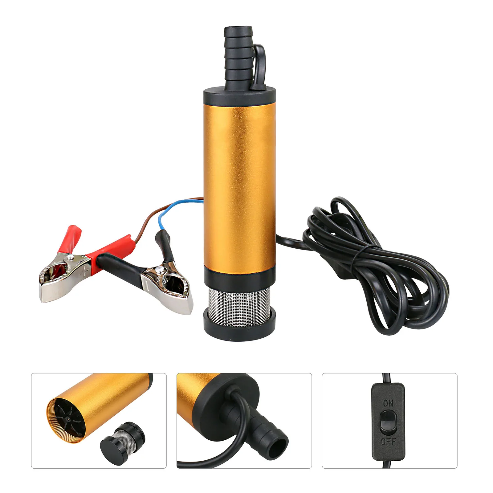 

Mini Diesel Pump DC 12V Transfer Aluminum Alloy Refueling For Car Truck Camping Submersible Motorbike 8500r/min Gold 15Inch