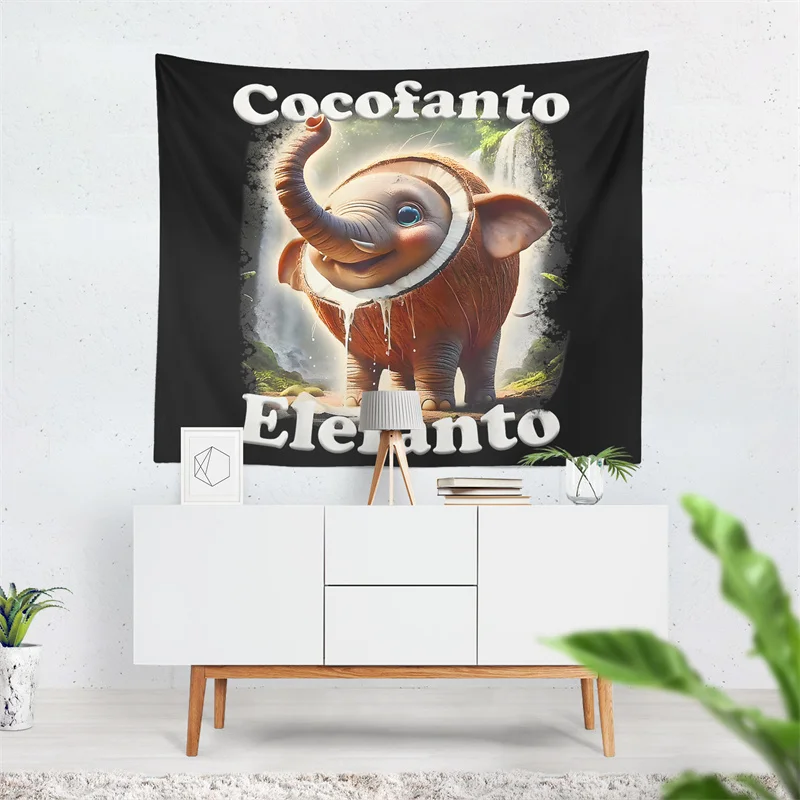 Фото Настенный гобелен Aertemisi Cocofanto Elefanto с итальянским забавным мемом для декора спальни, гостиной, фон для вечеринок №3