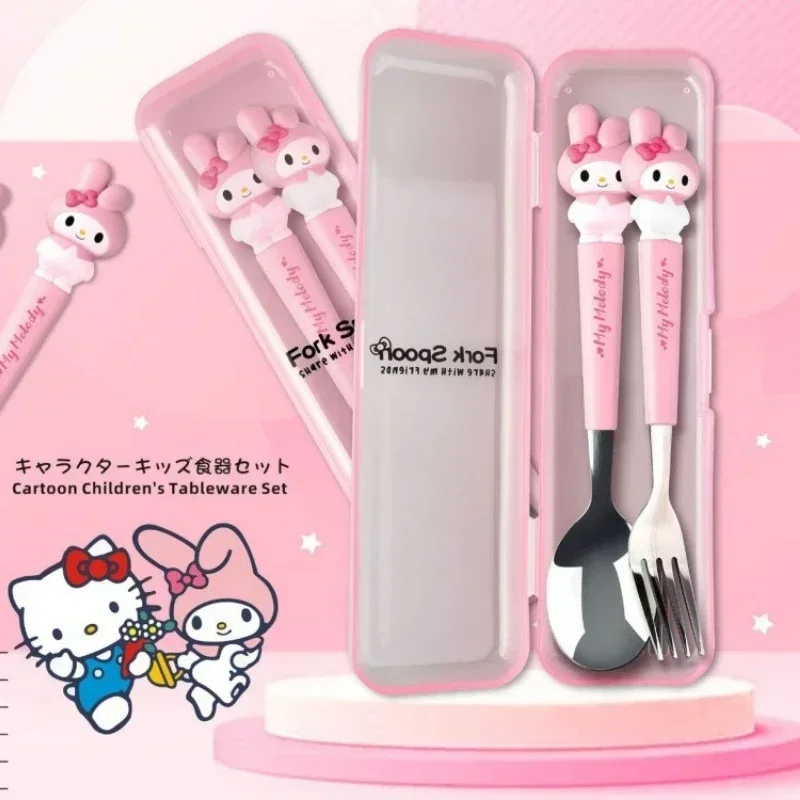Sanrio Hello Kitty посуда мультфильм аниме милый Cinnamoroll Kuromi My Melody Pom Purin детская вилка