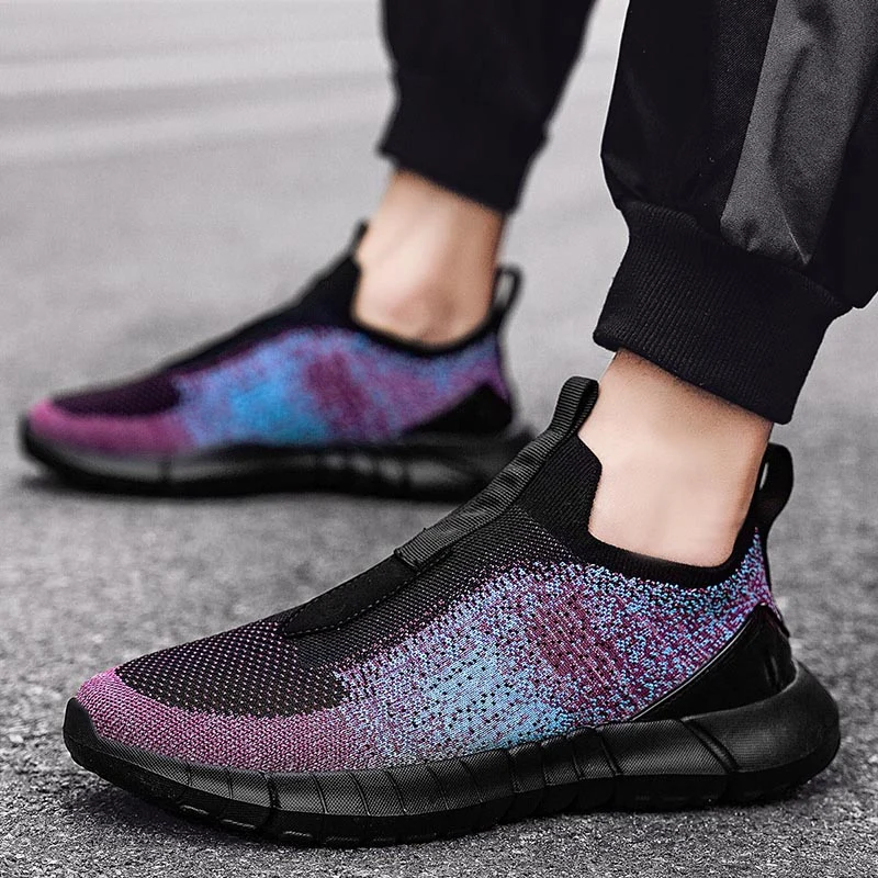 2023 New Men Running Shoes Breathable Knit Sneakers Men Sport Trainers Comfortable Walking Shoes Men Sneaker Slip On Men's Shoes