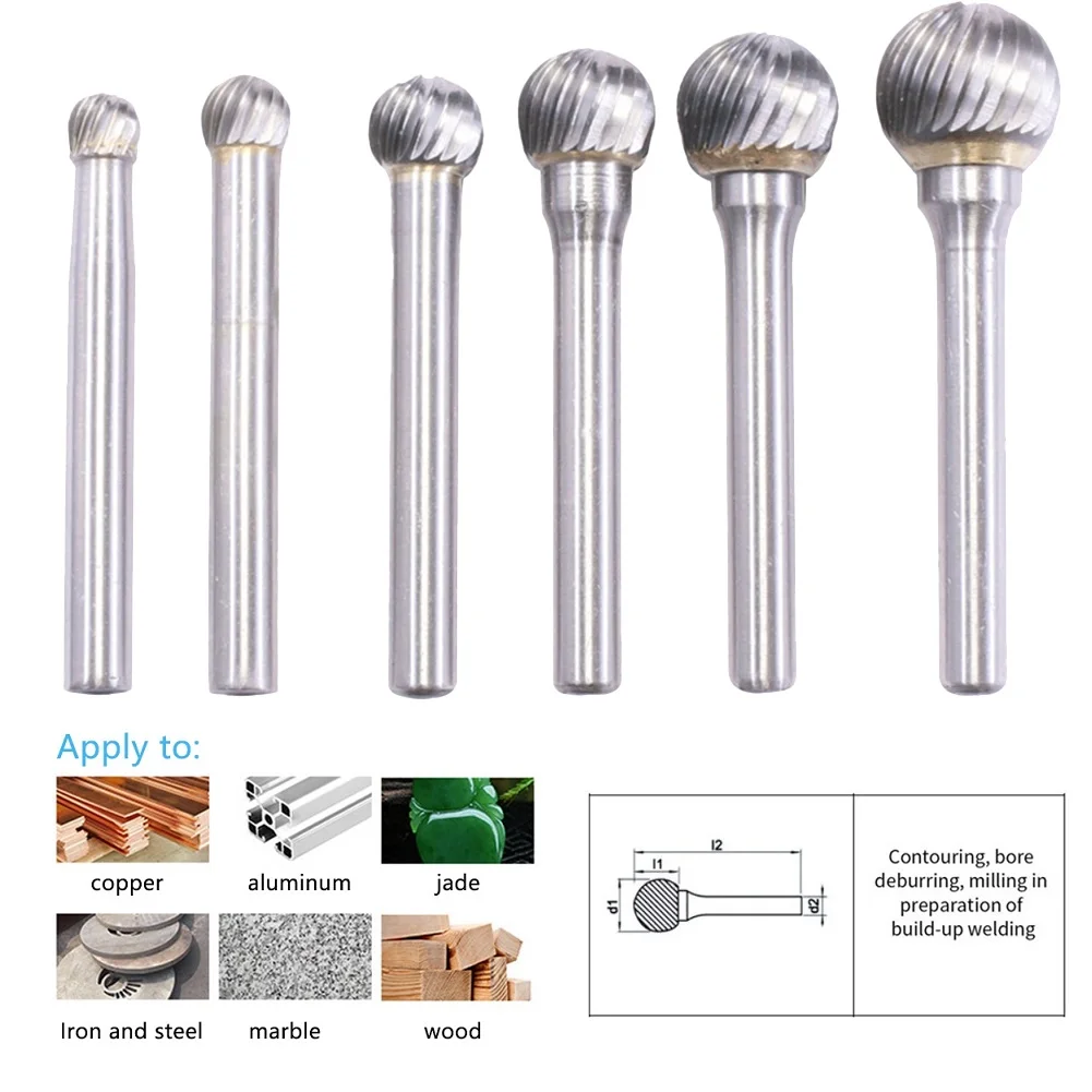 

6pcs Single/Double Cutter Rotary File Router Grinding Burr Rotary Steel File 6mm Shank For Polishing Metal Steel Ceramic