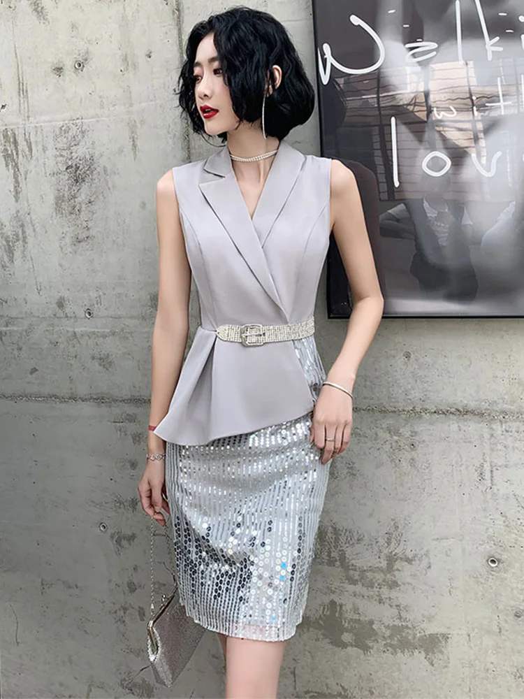 Banquet Evening Dress for Women 2023 New Short Style Celebrity Temperament Dress Small stature can wear to look slimmer