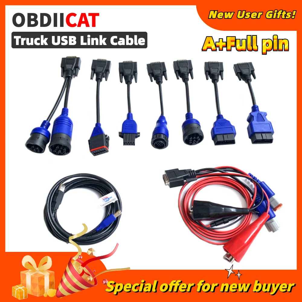 Full Set Cables For USB Link ForTruck 125032 Diagnostic Tool Cables