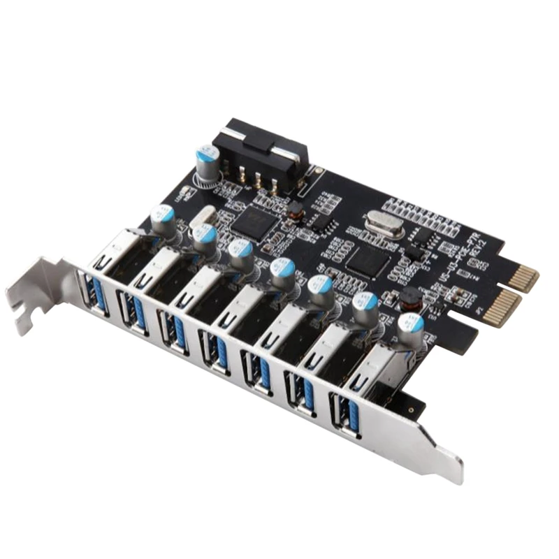 

PCIe к USB 3,0 7-портовая PCI Экспресс Плата расширения PCI-E USB3.0 концентратор с 4-контактным интерфейсом порт поддержки для Windows 10,8.1,8,7,X