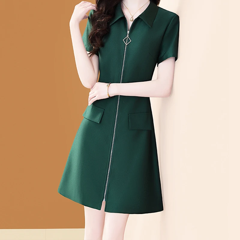 EVNISI Зелёное платье-поло