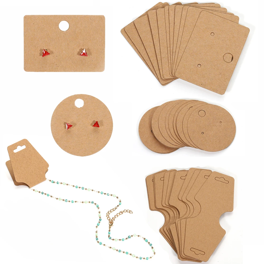 

50pcs Kraft Paper Jewelry Card Collection Blank Thicken Cards for Handmade Necklace Bracelet Earrings Packaging Retail Price Tag