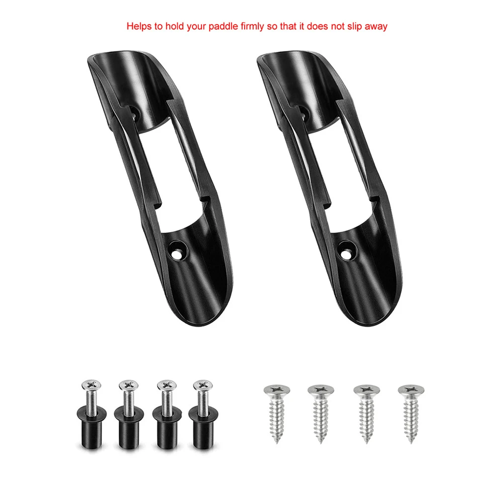 

2Pcs Kayak Marine Boat Paddle Clip Holder Watercraft Black Plastic With Screws Kayak Garage Fishing Nets Accessories