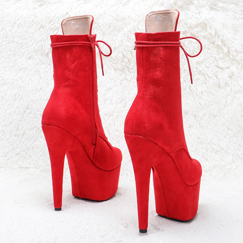 Leecabe RED Suede Upper 17CM/7inches Pole dancing shoes High Heel platform Pole Dance boot