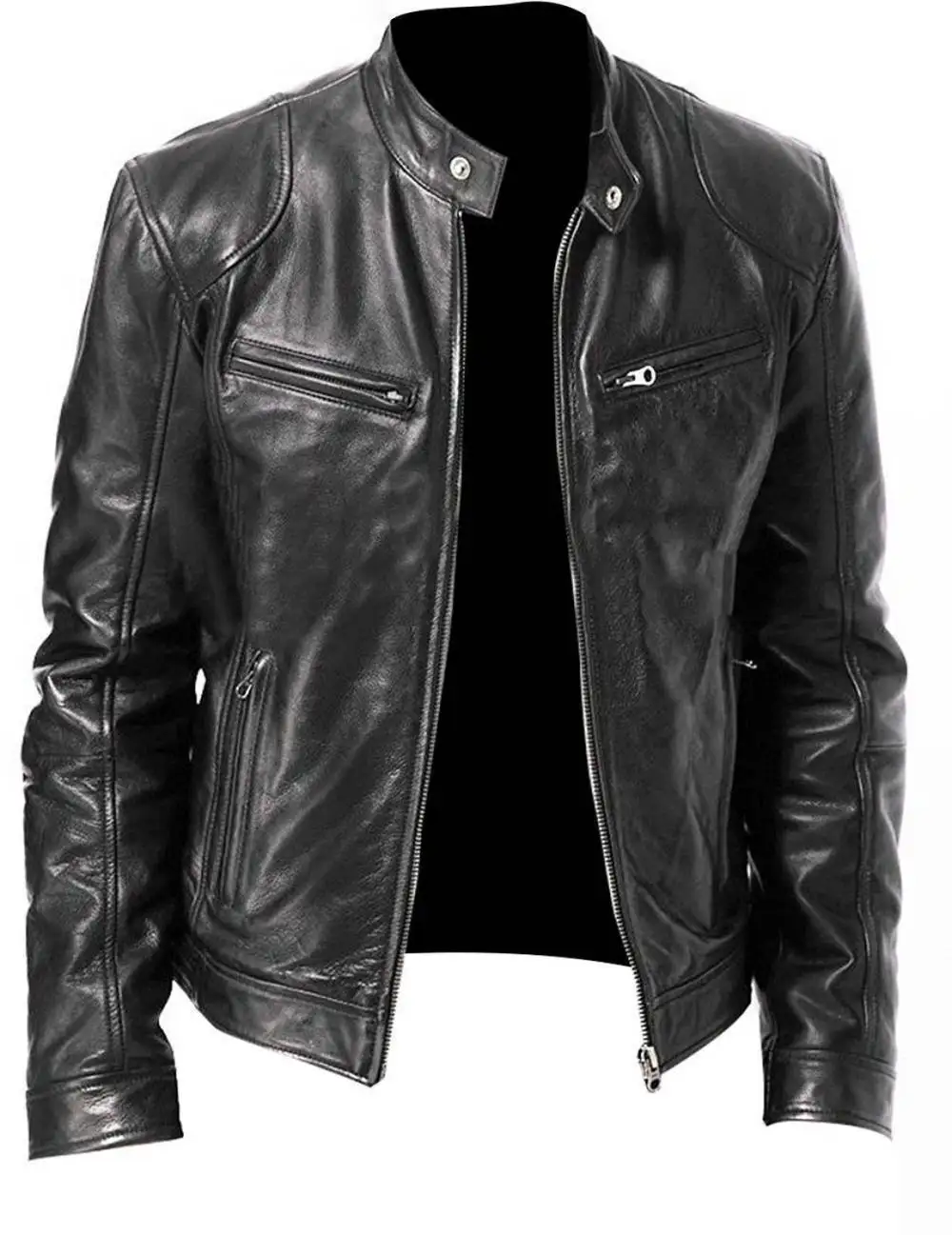 

Men's Jacket Black Leather Jacket Men's Youth Stand Collar Punk Clothing Long Sleeve European American Motorcycle Jacket 2022