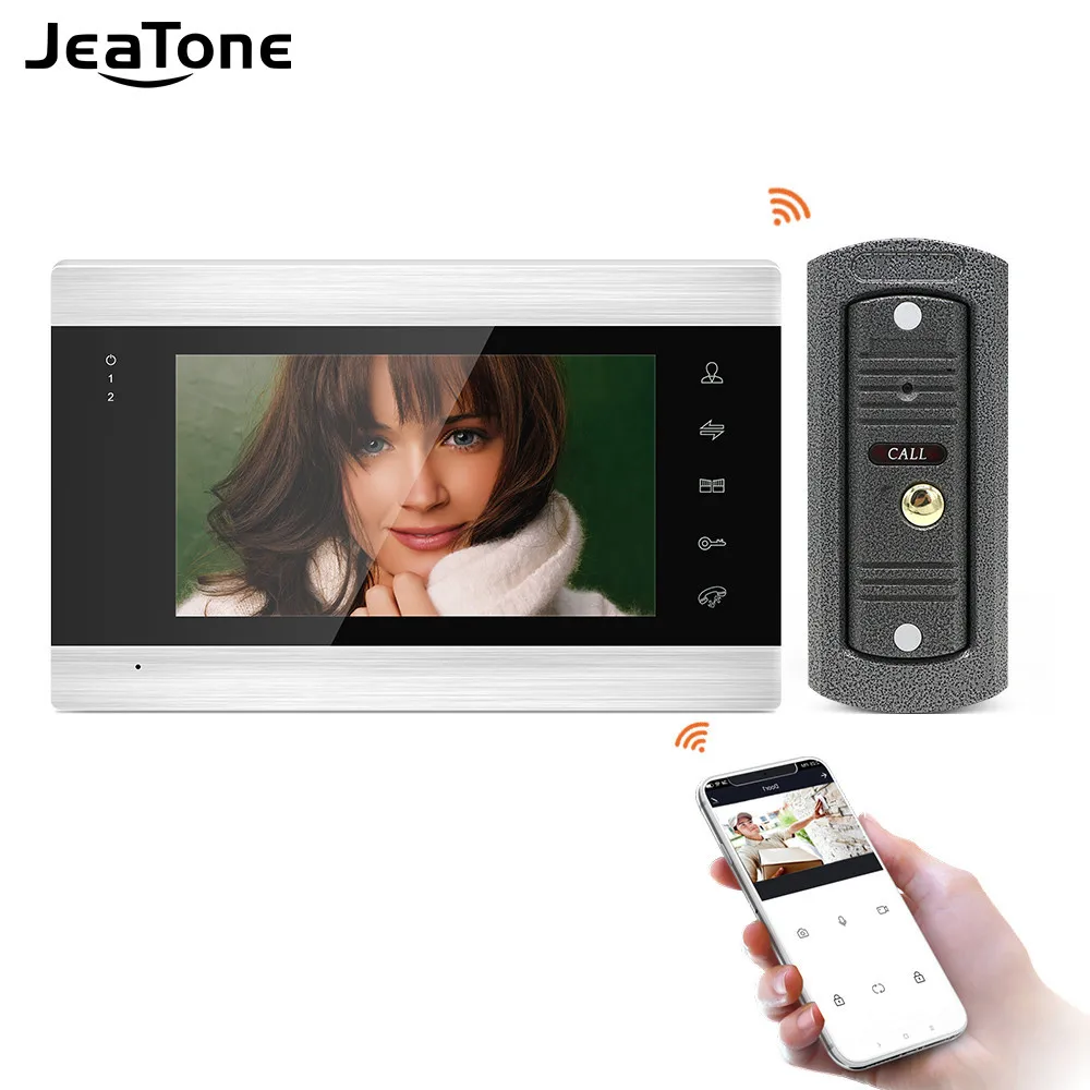 Jeatone 7 Inch WiFi Video Intercom for Home 720P Outdoor Video Doorbell Tuya Monitor Support App Remote Unlock Motion Detection