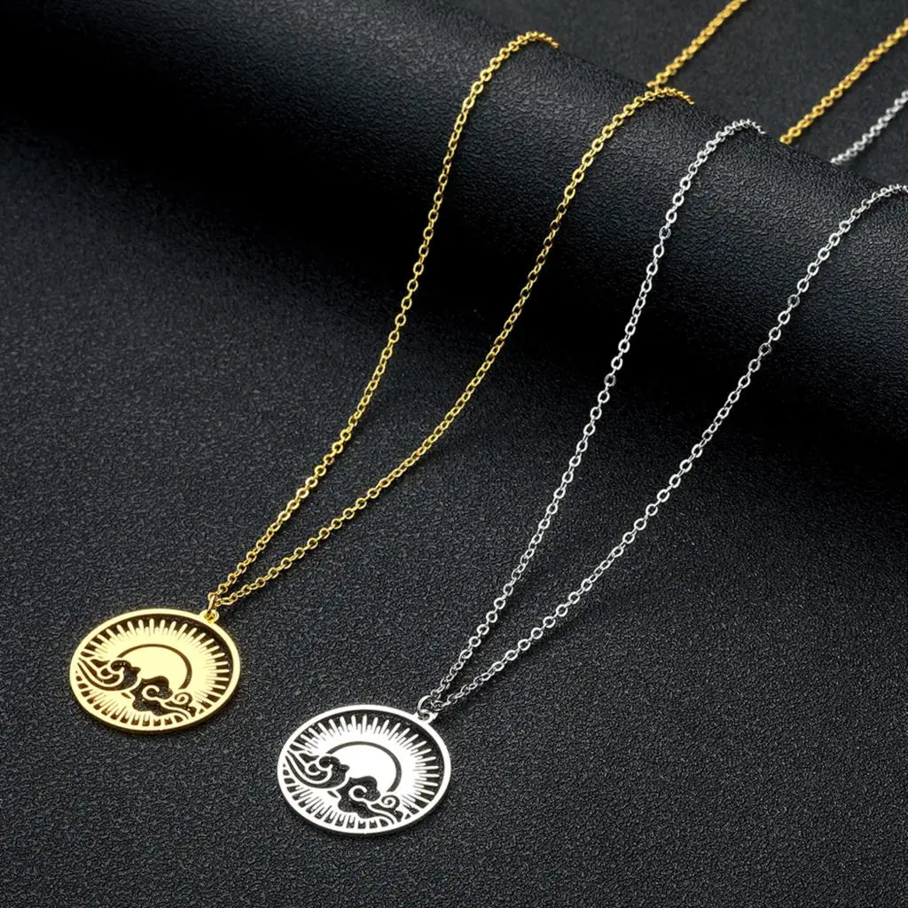 

Kinitial Janeiro Stainless Steel Round Cloud Sun Rainbow Pendant, Round Sun Cloud Necklace Necklace Wholesale Send Girlfriend