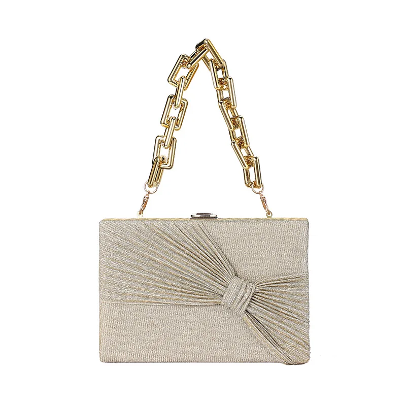 Женская однотонная вечерняя сумка с бантом на одно плечо маленькая квадратная