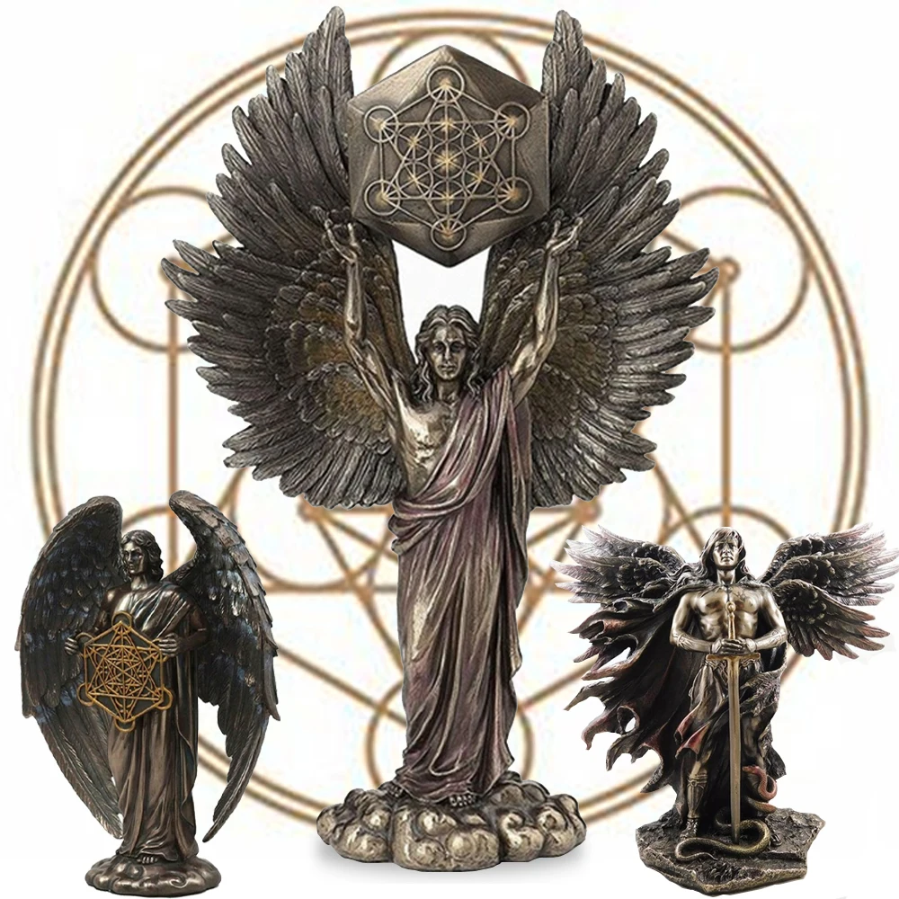 

Talmudic Judaism Metatron Angel Holding Sacred Flower of Life Geometric Statue Angelic Celestial Scribe Prophet Enoch Figurine