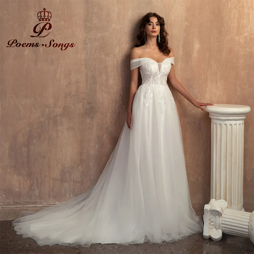 

Sexy Off Shoulder Wedding Dresses Elegant Dress for Women Gala Bridal Gown Sleeveless Vestidos De Novia Wedding Ceremony Dress