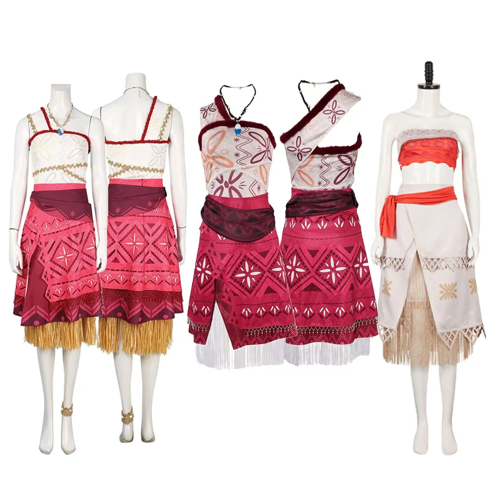 Женский Моана Косплей Топ Юбка Костюм Хэллоуин Карнавал Вечеринка Аниме Фильм