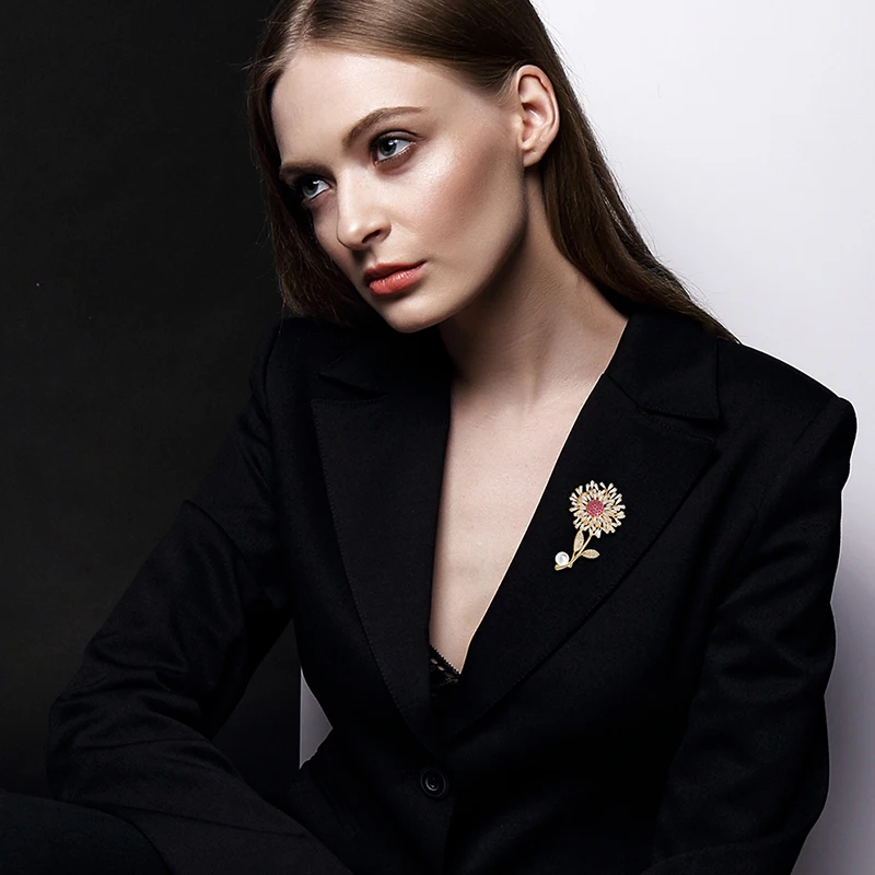 YYSuniee броши с кубическим цирконием и стразами в виде одуванчика для женщин брошь