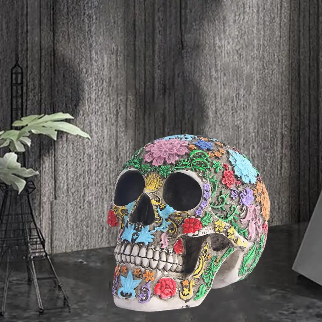 

Floral Skull Sculpture The Dead Creative Minimalist Indoor Bar Statues Tale Centerpiece Ornament