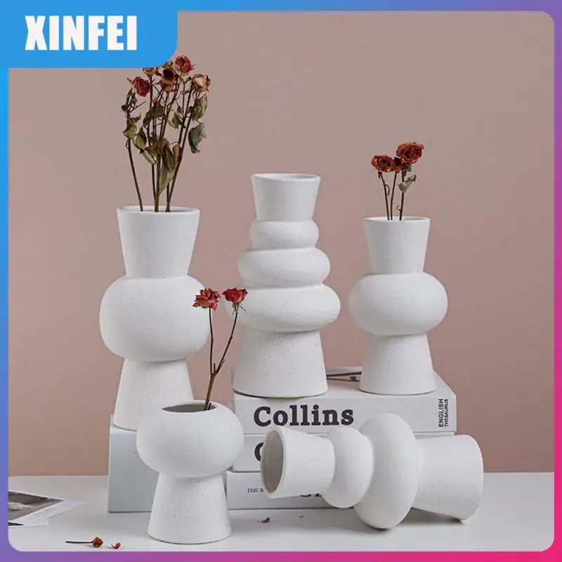 

Multi Scene Tabletop Vase Handcrafted Unique Vases Ceramic Creative Flower Racks Handicrafts White