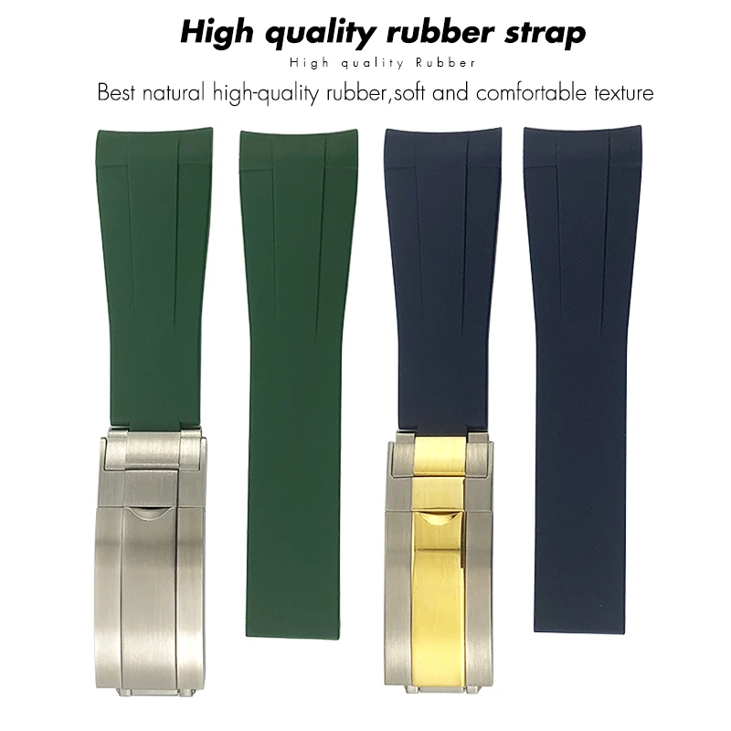 18mm 19mm 20mm 22mm Curved End Silicone Rubber Watchband for Role strap Rolex Daytona Submariner GMT 21mm Watch Band Men Tools