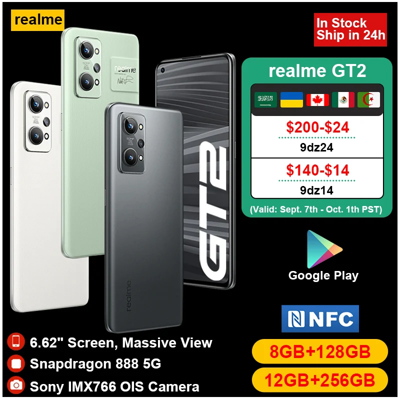 realme GT2 GT 2 5G Mobile Phone SM8350 Snapdragon 8 50MP 6.62'' 2K AMOLED 5000mAh Smartphone 65W Charge Android 12 NFC CellPhone
