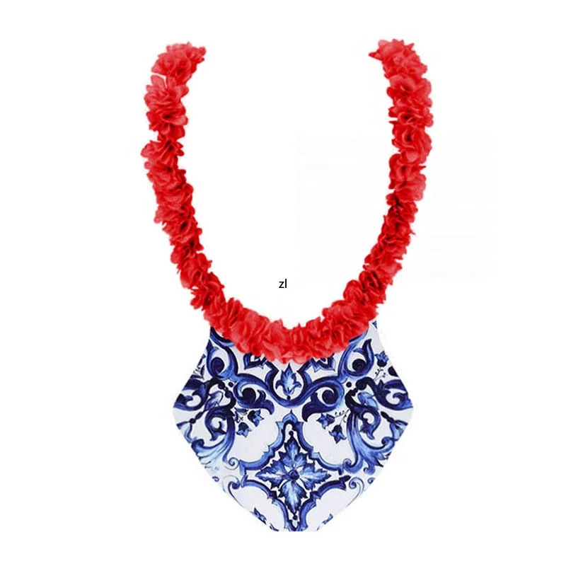 2 Piece Set Open Back Wrap Chest One Piece Swimsuit Set Bikini Women Outfit Red Printed Beach Dress Slim Sexy Suit 2023 Spring