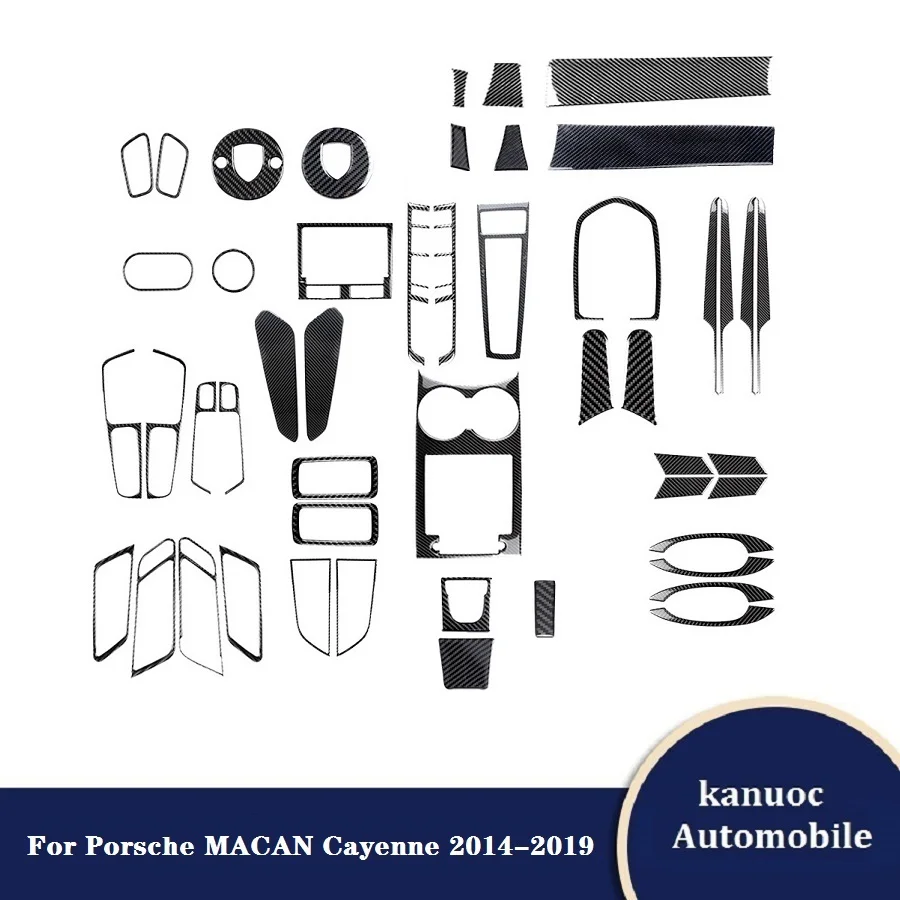 

Carbon Fiber Black Stickers Car Interior Decorative Accessories For Porsche MACAN Cayenne 2014 2015 2016 2017 2018 2019