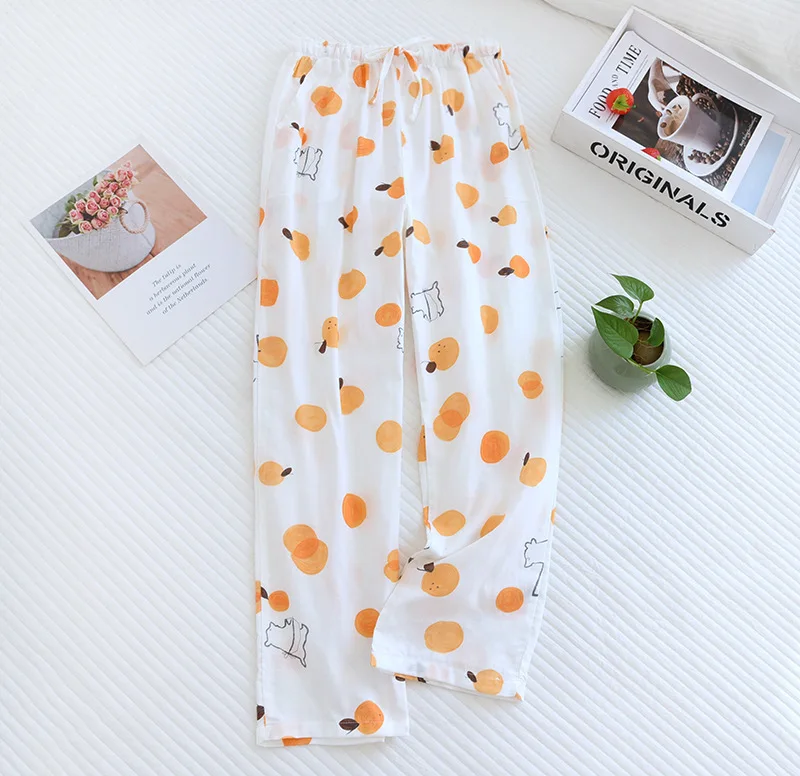 Fdfklak New Pantalones Cotton Trousers Women's Sleepwear Pants Loose Plus Size Home Wear Clothes Fresh Print Nightwear Pant