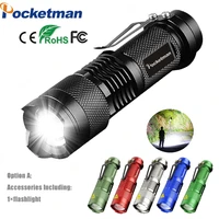 most bright led flashlight torch lantern portable mini flashlight zoomable torch outdoor camping emergency lamp with pen holder