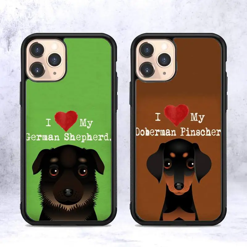 

RuiCaiCa I Love My Dog Phone Case Silicone PC+TPU Case for iPhone 11 12 13 Pro Max 8 7 6 Plus X SE XR Hard Fundas