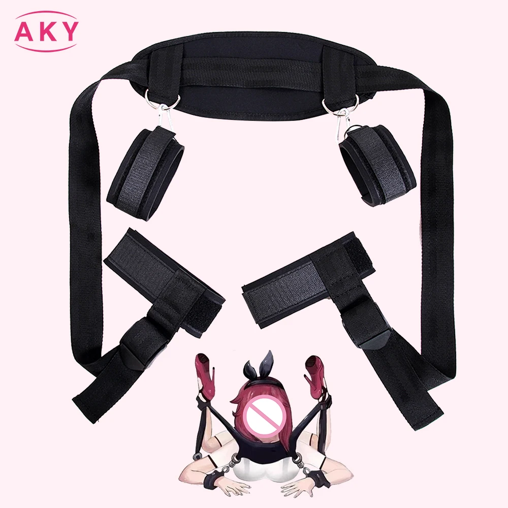 

Erotic Sex Toys For Couples Adult Games Open Leg BDSM Bondage Restraints SM Nylon Chastity Wrists & Ankle Cuffs Handcuffs Kit