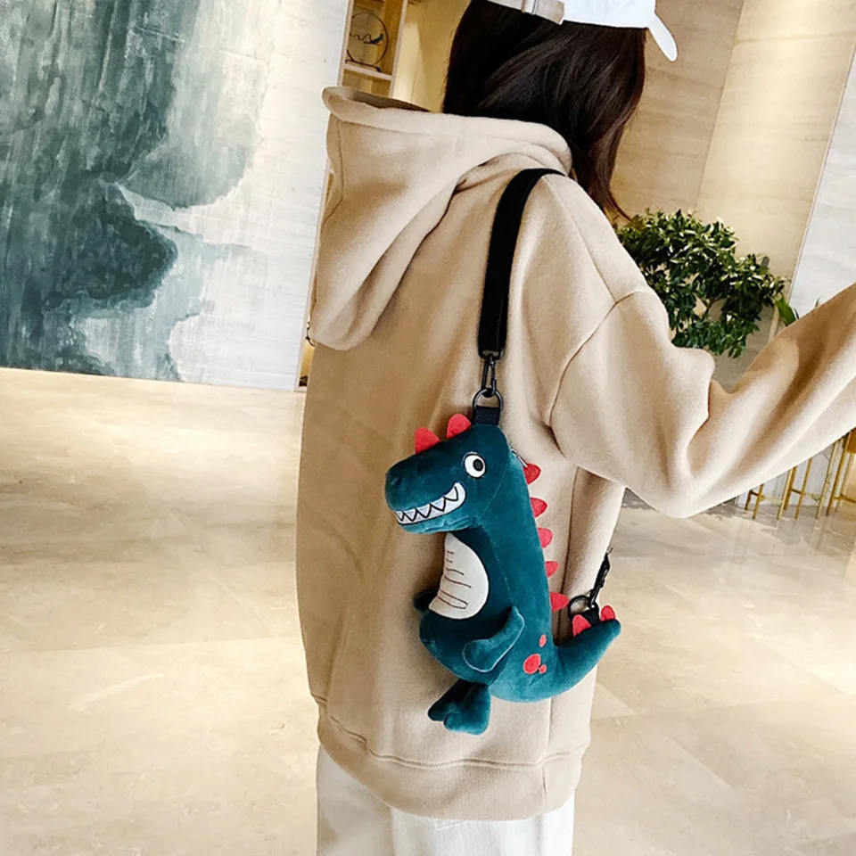 Korean Version New Fashion Cartoon Dinosaur Mini Shoulder Bag For Girls And Children Small Cute Plush Handle Underarm Bag M906