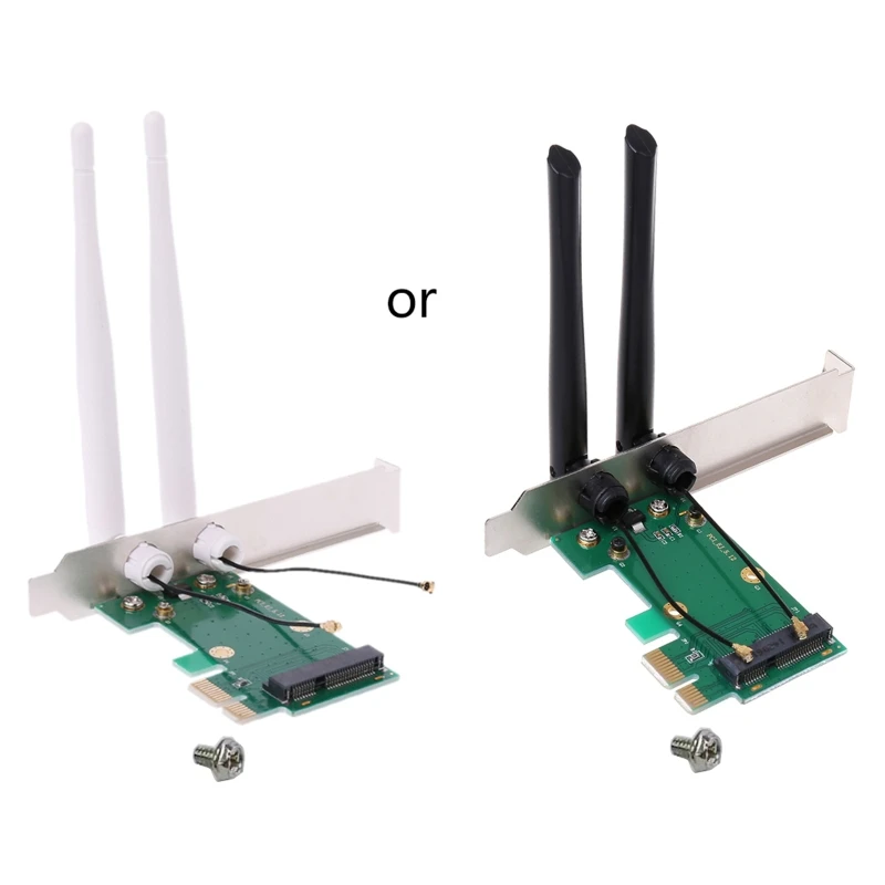 

Wireless Wifi Network Card Mini PCIE to PCI-E 1X Desktop WIFI Adapter for Computer wirh 2 Antennas